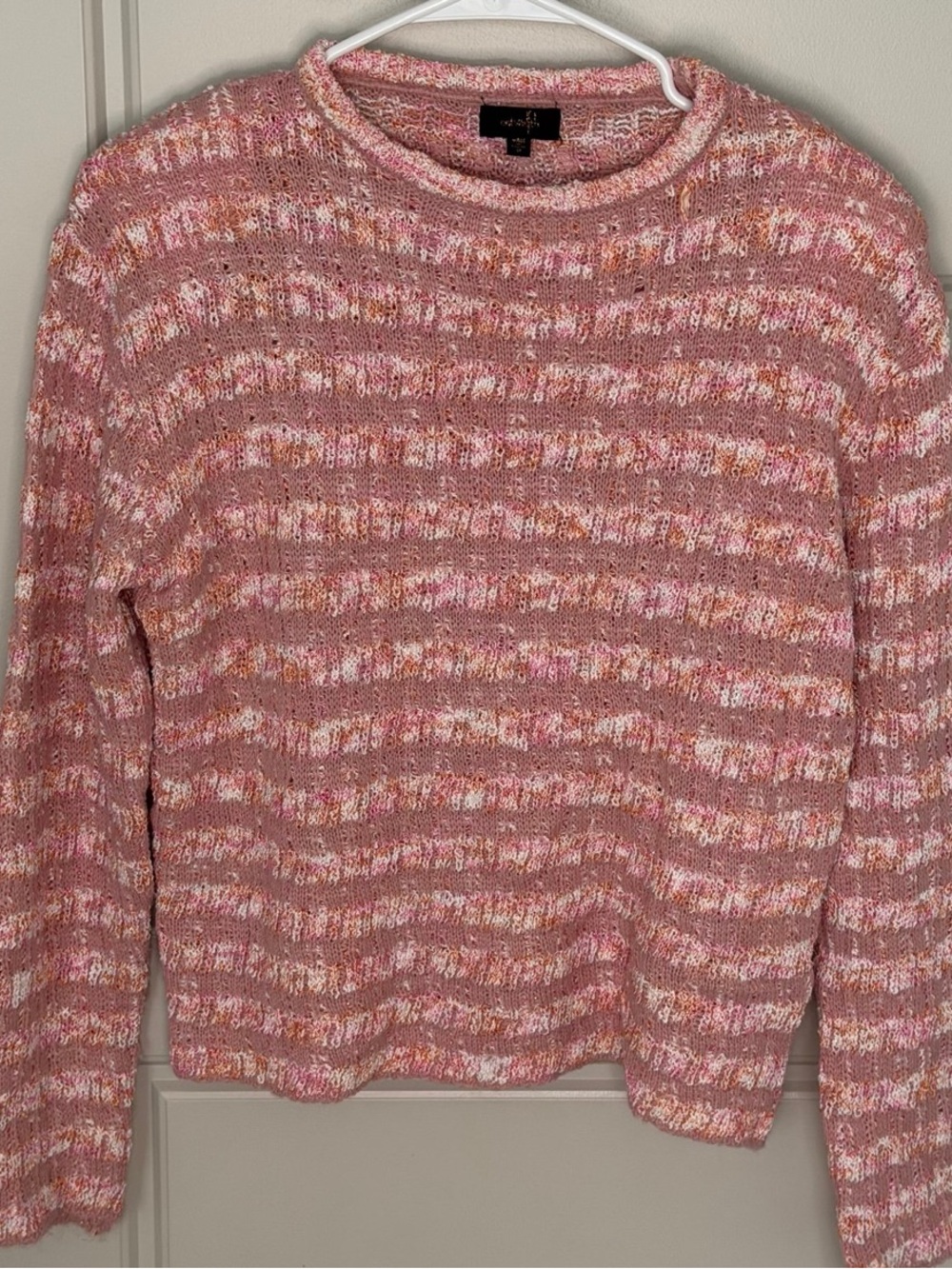 Soft Pink Marled Crewneck Sweater - Women's Knit Pullover